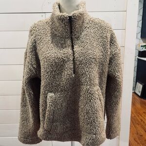 Old Navy Sherpa fleece pull-over mock neck quarter zip womens size Med